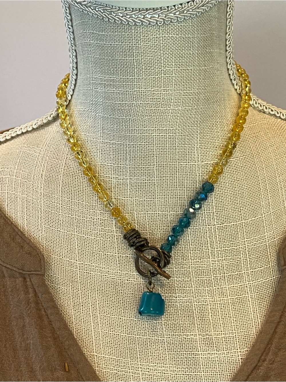 Citrine & Faceted Crystal Beaded Necklace